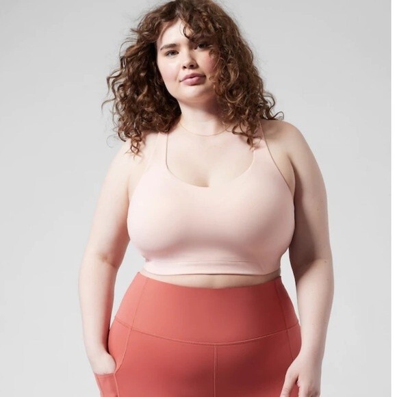 Athleta Advance Bra B-G Pink Size 42F NWT Womens Stretch Scoop Neck Sports Bra - Picture 1 of 10